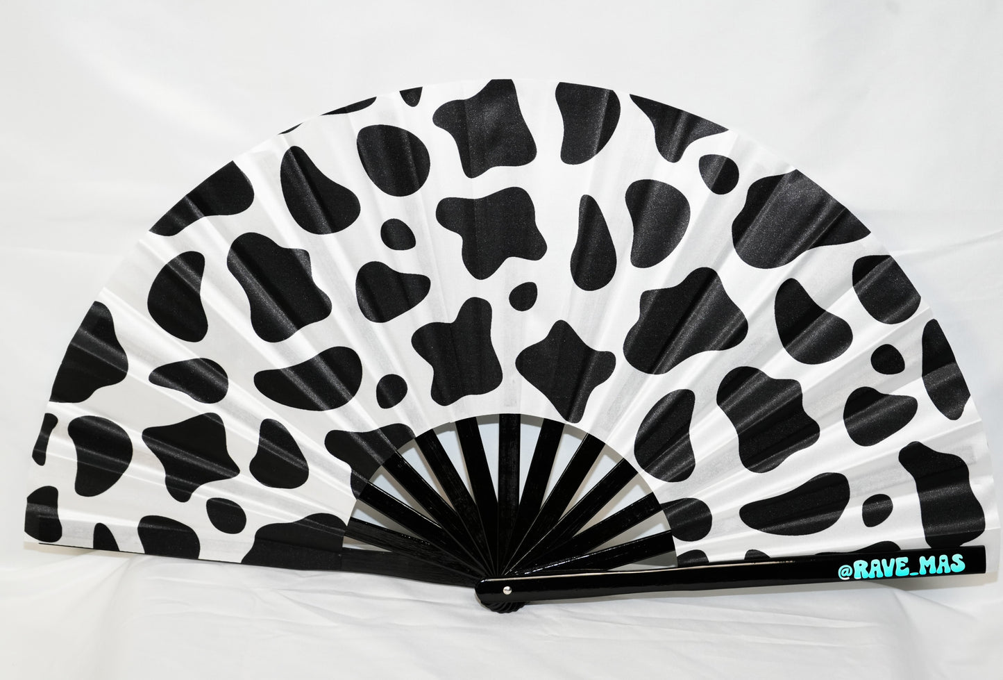 Howdy! Cow Print Large Rave Hand Fan