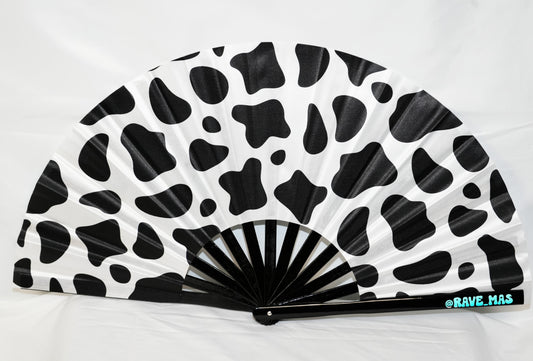 Howdy! Cow Print Large Rave Hand Fan