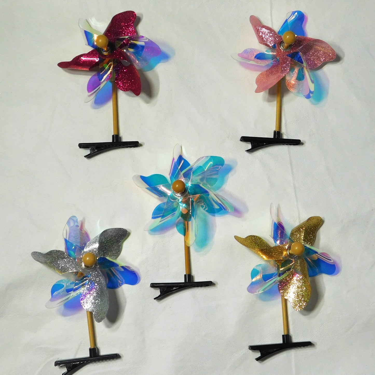Mini Hairclip Pinwheels set of 5